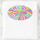 Sticker Ovale Joyeux Anniversaire Rainbow Text (Sac)