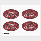 Sticker Ovale Joyeux Buffalo Plaid Classic Round Sticke (Feuille)
