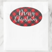 Sticker Ovale Joyeux Buffalo Plaid Classic Round Sticke (Sac)