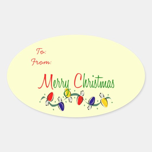Sticker Ovale Joyeux cadeau de Noël (Devant)