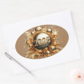 Sticker Ovale Joyeux cadeaux de la nouvelle année 2025 (Enveloppe)