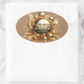 Sticker Ovale Joyeux cadeaux de la nouvelle année 2025 (Sac)