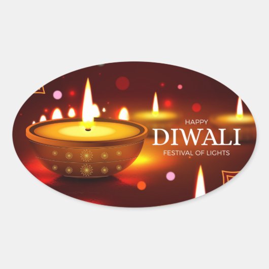 Sticker Ovale Joyeux Diwali (Devant)