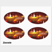 Sticker Ovale Joyeux Diwali (Feuille)