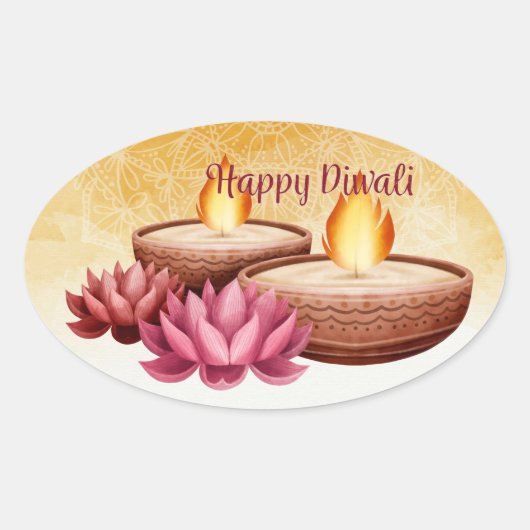 Sticker Ovale Joyeux Diwali (Devant)
