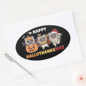 Sticker Ovale Joyeux Hallothanksmas Chat Noël Elephant Classi (Enveloppe)