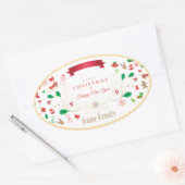 Sticker Ovale Joyeux hiver Noël et Nouvel An (Enveloppe)