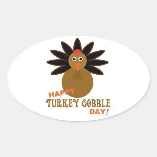 Sticker Ovale Joyeux Jour de la grogne turque Thanksgiving (Devant)