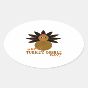 Sticker Ovale Joyeux Jour de la grogne turque Thanksgiving