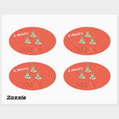 Sticker Ovale Joyeux Noël (Feuille)