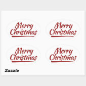 Sticker Ovale Joyeux Noël (Feuille)