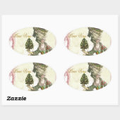 Sticker Ovale Joyeux Noel (Feuille)