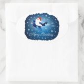 Sticker Ovale Joyeux Noël avec Père Noël (Sac)