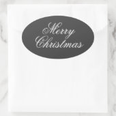 Sticker Ovale Joyeux Noël Gris Blanc Script (Sac)