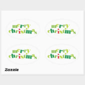 Sticker Ovale joyeux noël typographie moderne (Feuille)