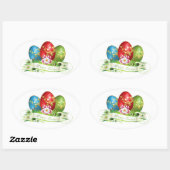 Sticker Ovale Joyeux Pâques (Feuille)