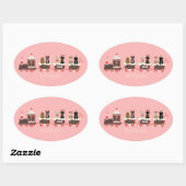 Sticker Ovale Joyeux Pawlidays Chien Noël Train de vacances (Feuille)