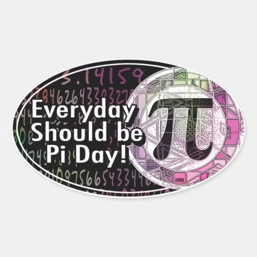 Sticker Ovale Joyeux Pi Day Oval Designs (Devant)