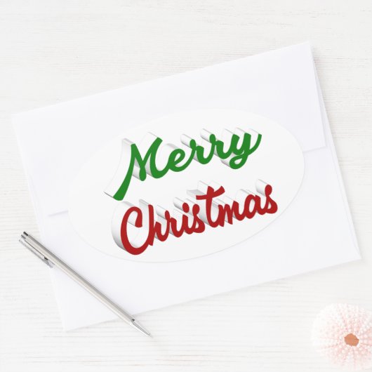 Sticker Ovale Joyeux script de Noël (Enveloppe)