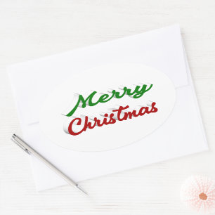 Sticker Ovale Joyeux script de Noël