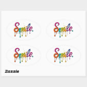 Sticker Ovale Joyeux sourire (Feuille)