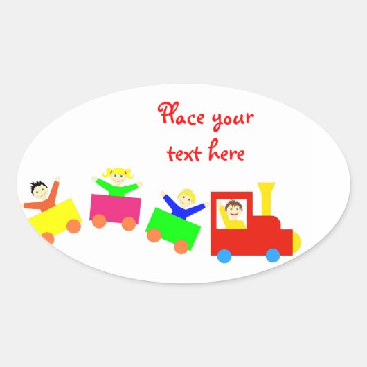 Sticker Ovale Joyeux Train pour enfants (Devant)