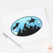 Sticker Ovale Jumping en combinaison ailée Base Jumping Skydivin (Enveloppe)