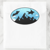 Sticker Ovale Jumping en combinaison ailée Base Jumping Skydivin (Sac)