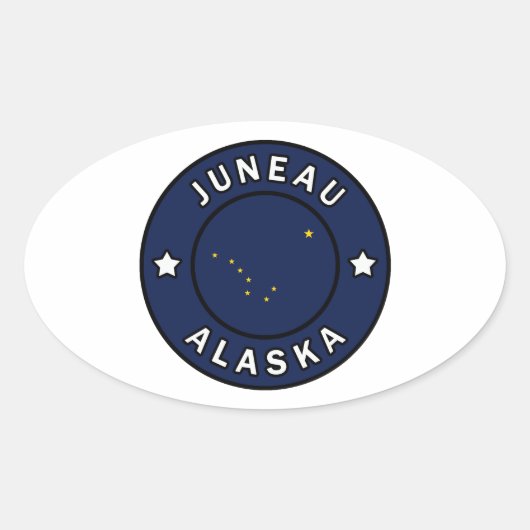 Sticker Ovale Juneau Alaska (Devant)