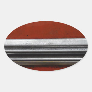 Sticker Ovale Junk Yard vintage car, Red and Silver Old Paint