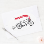 Sticker Ovale Juste marié, mariage tandem vélo (Enveloppe)