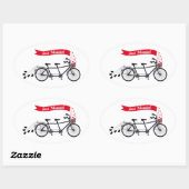 Sticker Ovale Juste marié, mariage tandem vélo (Feuille)