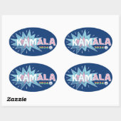 STICKER OVALE KAMALA COMIC MADAM PRÉSIDENT KAMALA HARRIS 2024 (Feuille)