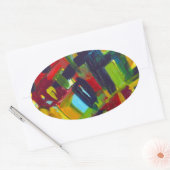 Sticker Ovale Kandinsky 304 Oeuvre Abstraite colorée (Enveloppe)