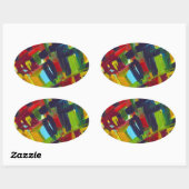 Sticker Ovale Kandinsky 304 Oeuvre Abstraite colorée (Feuille)