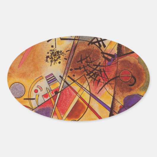 Sticker Ovale Kandinsky Brown jaune bleu rouge (Devant)