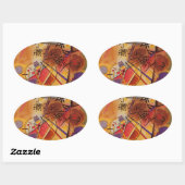 Sticker Ovale Kandinsky Brown jaune bleu rouge (Feuille)