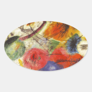 Sticker Ovale Kandinsky Noir frappe la peinture Abstraite