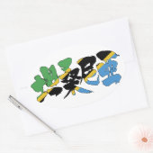 Sticker Ovale [Kanji] Tanzanie (Enveloppe)