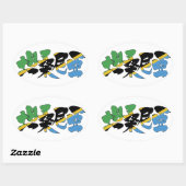Sticker Ovale [Kanji] Tanzanie (Feuille)