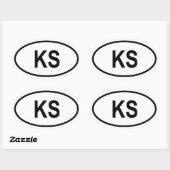 Sticker Ovale Kansas "KS" (Feuille)