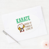 Sticker Ovale Karate Kick it, Punch it, Live it (Enveloppe)