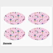 Sticker Ovale Kawaii Cupcake Icecream Unicorn Fairytale (Feuille)