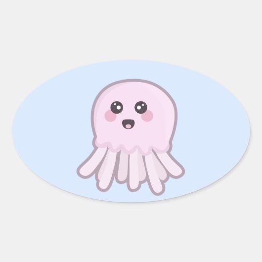 Sticker Ovale Kawaii méduse (Devant)