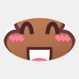 Sticker Ovale kawaii poop emojis