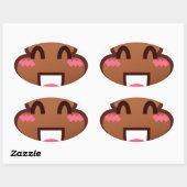 Sticker Ovale kawaii poop emojis (Feuille)