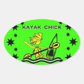 Sticker Ovale Kayak Chick Designs & Things (Devant)