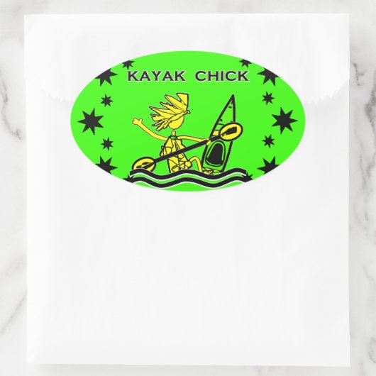 Sticker Ovale Kayak Chick Designs & Things (Sac)