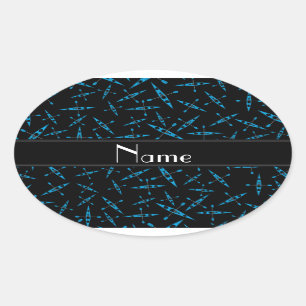 Sticker Ovale Kayaks noirs nommés personnalisés