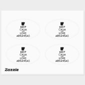 Sticker Ovale KEEP CALM et LOVE ARKANSAS (Feuille)